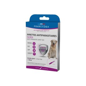 Francodex 4 Pipettes Antiparasitaires Icaridine Pour Chien Plus De 30 Kg - Pharmacie Agnès Praden à Alès