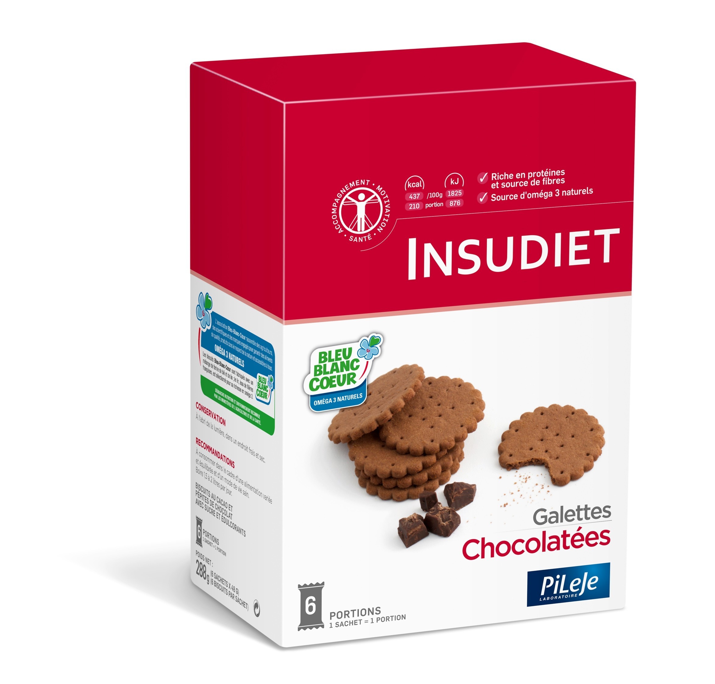 Pileje Insudiet Galettes Chocolatées 12 Sachets de 3 biscuits  - Pharmacie Agnès Praden à Alès