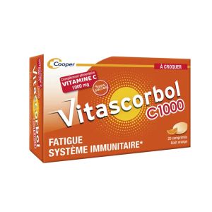 Cooper Vitascorbol Vitamine C1000 20 Comprimés à Croquer - Pharmacie Agnès Praden à Alès