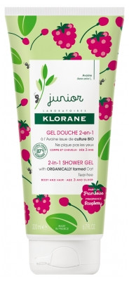 Klorane Junior Gel douche 2 en 1 à la Framboise 200ml - Pharmacie Agnès Praden à Alès