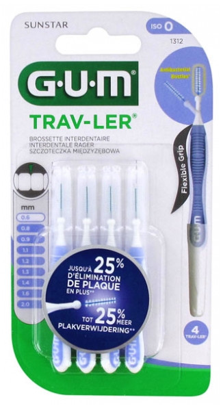 GUM Trav-ler 4 Brossettes Interdentaires - Modèle : 1312 : 0,6 mm - Pharmacie Agnès Praden à Alès