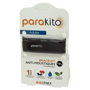 Parakito Bracelet Noir - Bracelet Anti Moustiques Rechargeable - Aux Huiles Essentielles - Bte/1 - Pharmacie Agnès Praden à Alès