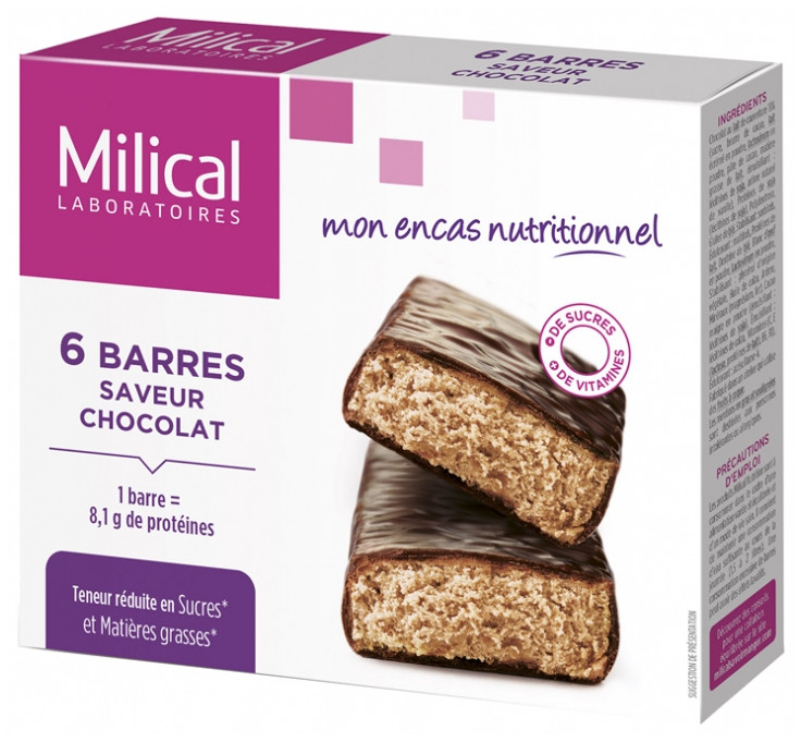 Milical 6 Barres Minceur Hyperprotéinées - Chocolat - Pharmacie Agnès Praden à Alès