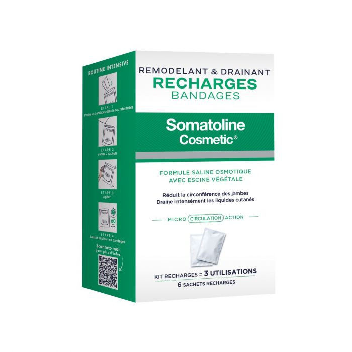 Somatoline Recharches Bandages Remodelants et Drainants 6 Sachets - Pharmacie Agnès Praden à Alès