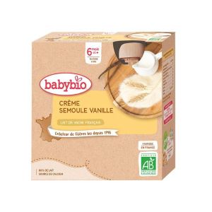 Babybio Crème Semoule Vanille Dès 6 Mois 4x85g - Pharmacie Agnès Praden à Alès