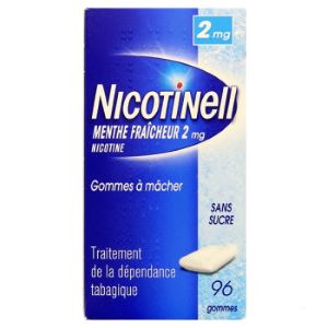 Nicotinell 2 mg Menthe Fraîche Sans Sucre 96 Gommes - Pharmacie Agnès Praden à Alès