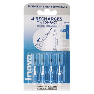 Inava Recharges Brossettes Interdentaires 0.8mm Bleu x4 - Pharmacie Agnès Praden à Alès