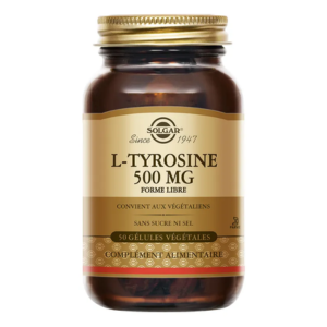 Solgar L - Tyrosine 500 mg 50 gélules - Pharmacie Agnès Praden à Alès