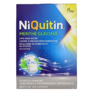 Oméga Pharma Niquitin 2mg Menthe Glaciale x100 Gommes - Pharmacie Agnès Praden à Alès