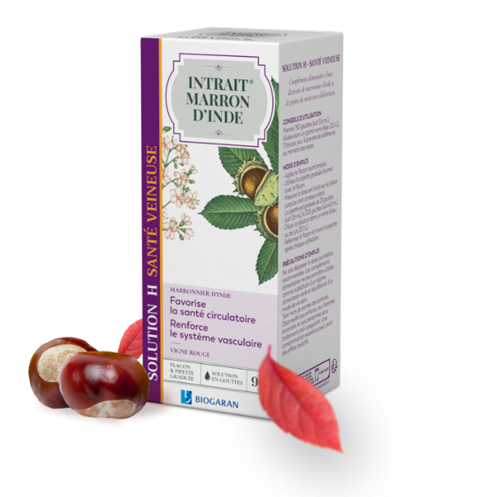 Intrait Marron d'inde Biogaran Solution H Santé veineuse 90 ml - Pharmacie Agnès Praden à Alès