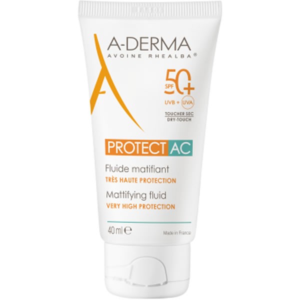 A-derma protect ac fluide matifiant SPF50+ 40ml - Pharmacie Agnès Praden à Alès