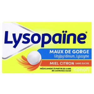 Sanofi Lysopaïne Maux De Gorge Miel Citron 36 Comprimés  - Pharmacie Agnès Praden à Alès