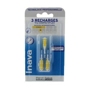 Inava Recharges Brossettes Interdentaires 1mm Jaune x4 - Pharmacie Agnès Praden à Alès