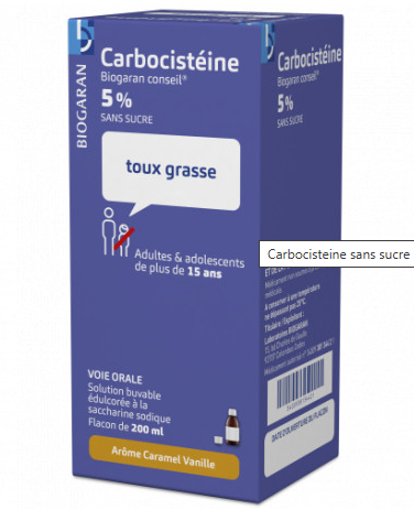 CARBOCISTEINE BIOGARAN S SUC 5% BUV 1FL/2 - Pharmacie Agnès Praden à Alès