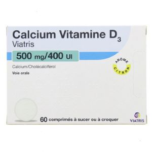 Mylan Calcium Vitamine D3 500mg/400UI x60 Comprimés - Pharmacie Agnès Praden à Alès