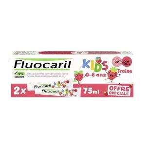 Fluocaril Dentifrice Kids Bi-Fluoré Fraise 0 - 6 ans 2x75ml - Pharmacie Agnès Praden à Alès
