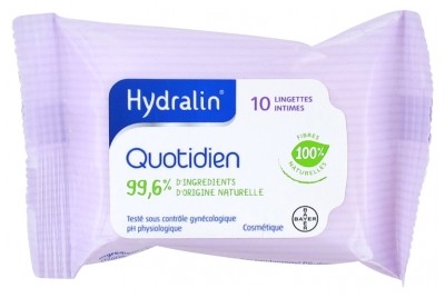 Hydralin quotidien lingettes intimes x 10 - Pharmacie Agnès Praden à Alès