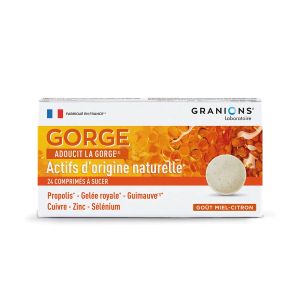 Laboratoire des Granions Gorge Adoucit Goût Citron 24 Pastilles - Pharmacie Agnès Praden à Alès