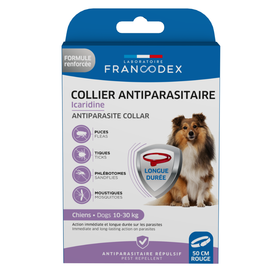 Francodex Collier Icaridine Chien Rouge - Pharmacie Agnès Praden à Alès