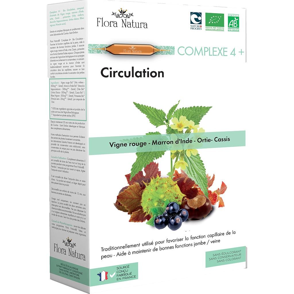 Flora natura complexe 4+ circulation 20 ampoules - Pharmacie Agnès Praden à Alès