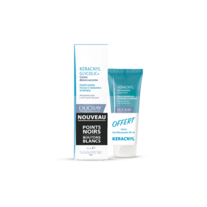 Ducray Keracnyl Glycolic+ Crème Désincrustante 30ml+Gel Moussant 40ml Offert - Pharmacie Agnès Praden à Alès