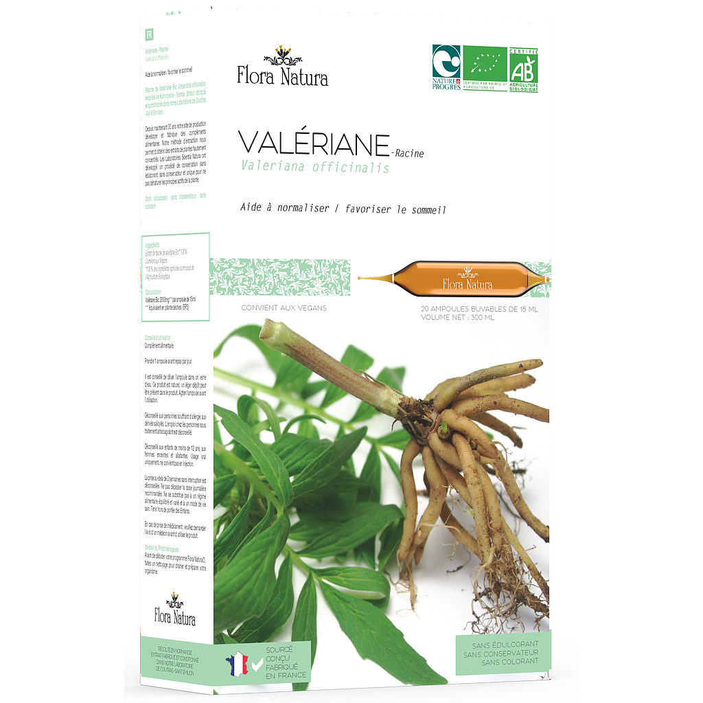Flora Natura® Valériane Bio 20 ampoules 15 ml - Pharmacie Agnès Praden à Alès