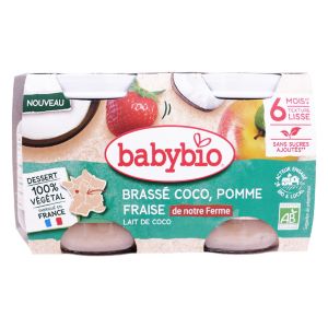 Babybio Brassé Coco Pomme Fraise 2x130g - Pharmacie Agnès Praden à Alès