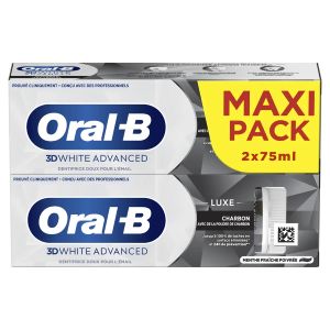 Procter & Gamble Oral-B 3D White Advanced Luxe Dentifrice Charbon 2x75ml  - Pharmacie Agnès Praden à Alès