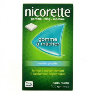 Johnson & Johnson Nicorette 2 mg Menthe Glaciale Sans Sucre 105 Gommes à Mâcher - Pharmacie Agnès Praden à Alès