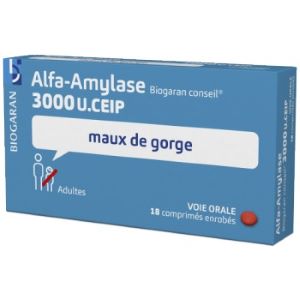 Biogaran Alfa-Amylase 3000U 18 Comprimés - Pharmacie Agnès Praden à Alès