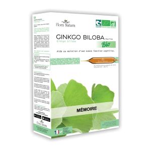 Flora Natura Ginkgo Biloba Bio Mémoire 20 Ampoules - Pharmacie Agnès Praden à Alès