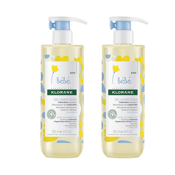 Klorane Bébé gel lavant doux 2x500ml - Pharmacie Agnès Praden à Alès