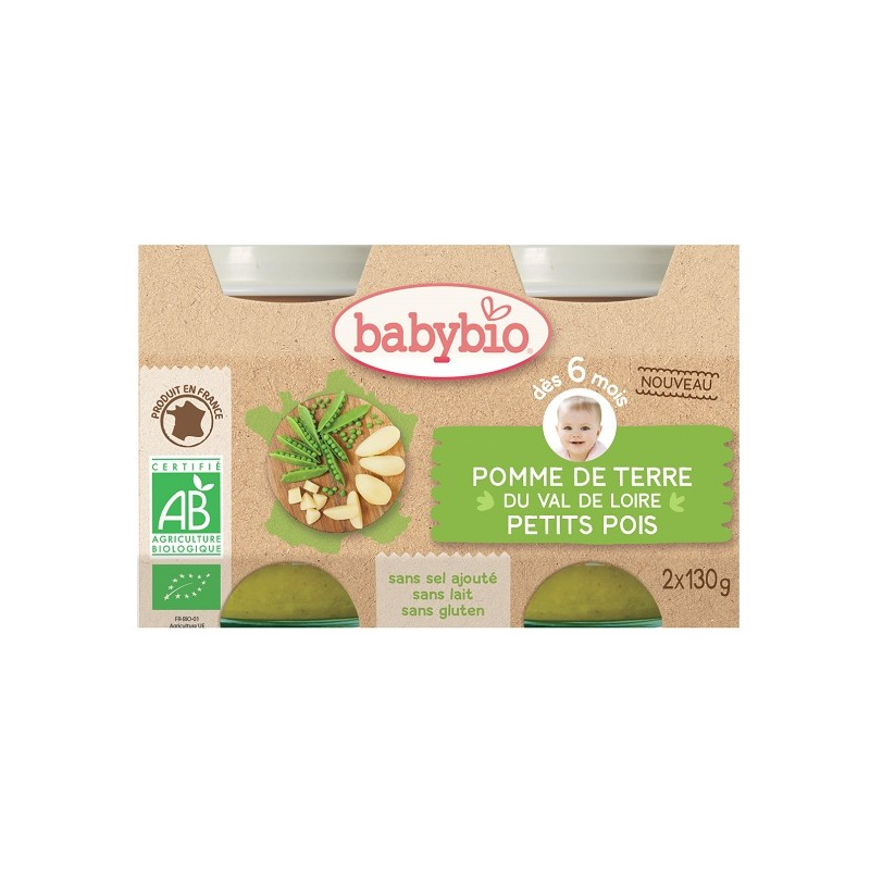Babybio Petits pois, pomme de terre du val de loire,  2*130g - Pharmacie Agnès Praden à Alès