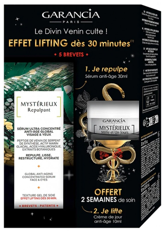 Garancia Mystérieux Repulpant 30 ml + Mille et Un Jours Crème de Jour Anti-Âge Global 10 ml Offerte - Pharmacie Agnès Praden à Alès