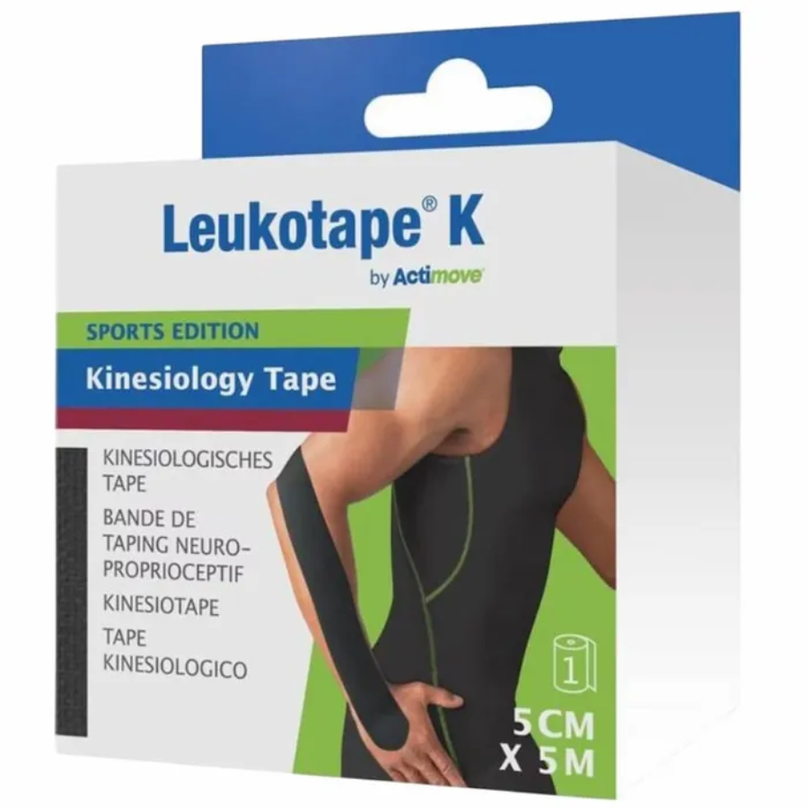LEUKOTAPE K - Bande de Taping Neuro-Proprioceptif - Noir - 5cm par 5m, 1 Unité - Pharmacie Agnès Praden à Alès