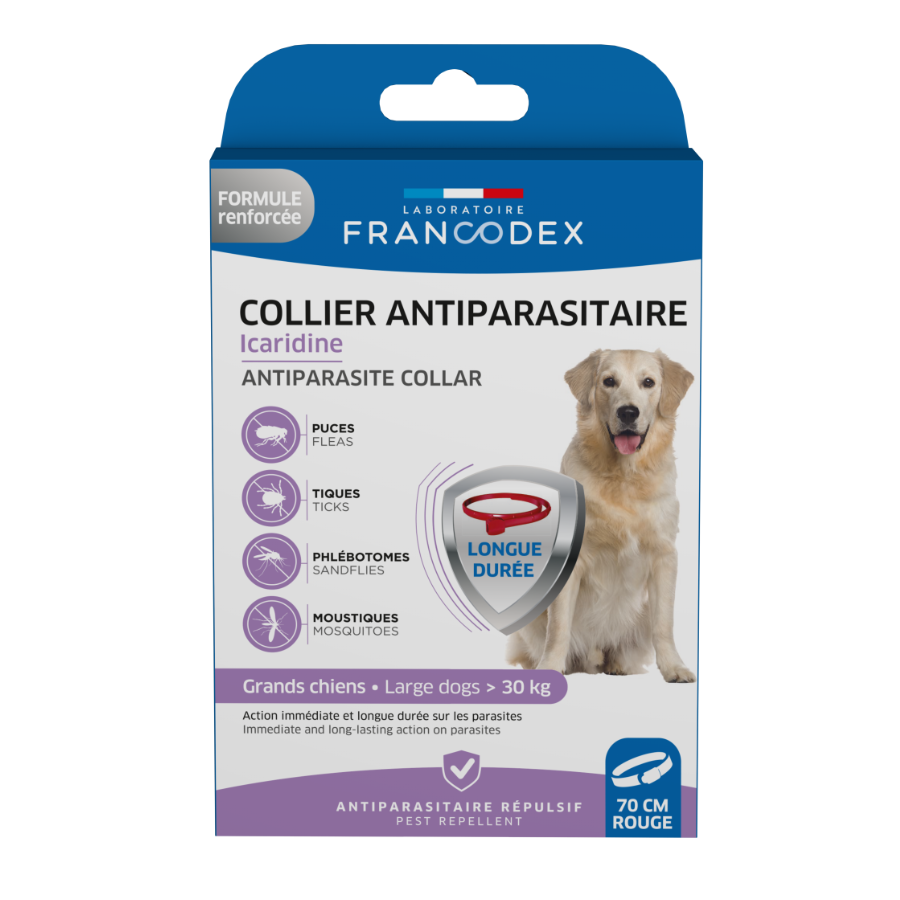 Francodex Collier Icaridine Grand Chien Rouge - Pharmacie Agnès Praden à Alès