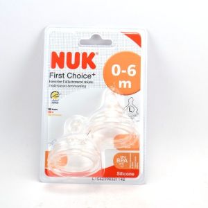 Nuk First Choice + Tétines Physiologiques 0-6 Mois - Type : L : lait épaissi/bouillie - Pharmacie Agnès Praden à Alès