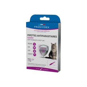 Francodex 4 Pipettes Antiparasitaires Icardine Pour Chats Plus De 2 Kg - Pharmacie Agnès Praden à Alès