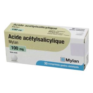 Mylan Acide Acétylsalicylique 100 mg 30 Comprimés Gastro-Résistants - Pharmacie Agnès Praden à Alès