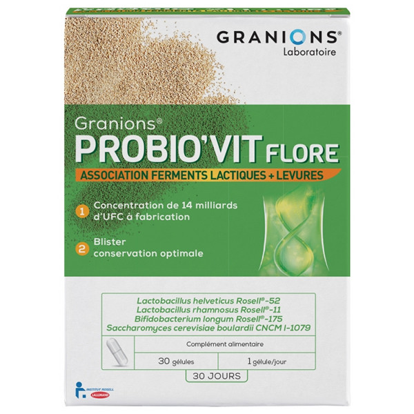 Laboratoire des Granions probio'vit flore 30 jours 30 gélules 14g - Pharmacie Agnès Praden à Alès