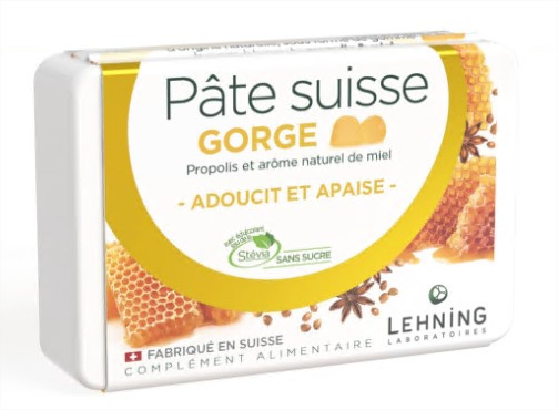 Lehning Pate suisse gorge propolis et miel 40 gommes - Pharmacie Agnès Praden à Alès