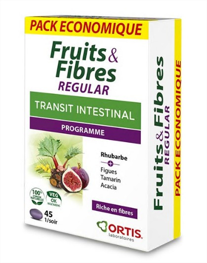 Ortis Fruits & Fibres Regular Transit intestinal 45 comprimés - Pharmacie Agnès Praden à Alès