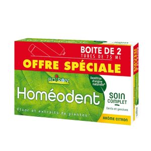 Boiron Homeodent Dentifrice Soin Complet Dents Et Gencives Citron 2x75ml - Pharmacie Agnès Praden à Alès