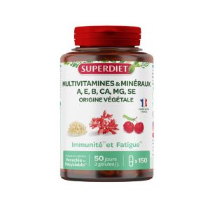 Super Diet Multivitamines & Minéraux A E B Ca Mg Se Immunité et Fatigue 150 Gélules - Pharmacie Agnès Praden à Alès