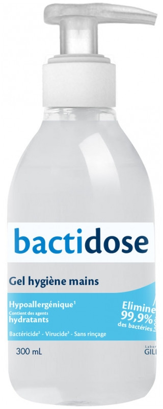 Bactidose Gel hydroalcoolique flacon pompe 300 ml - Pharmacie Agnès Praden à Alès