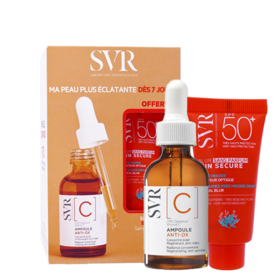 SVR Coffret Ampoule C Sun Secure 30ml + Blur SPF50 Sun Secure Sans Parfum 15 ml Offert - Pharmacie Agnès Praden à Alès