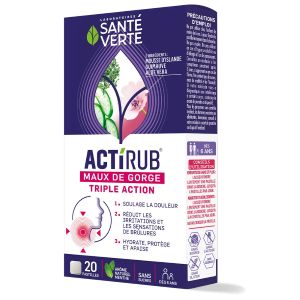 Sante Verte ActiRub Maux de Gorge Triple Action 20 Pastilles - Pharmacie Agnès Praden à Alès