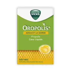 Vicks Oropolis Propolis Coeur Liquide Goût Miel - 16 pastilles - Pharmacie Agnès Praden à Alès