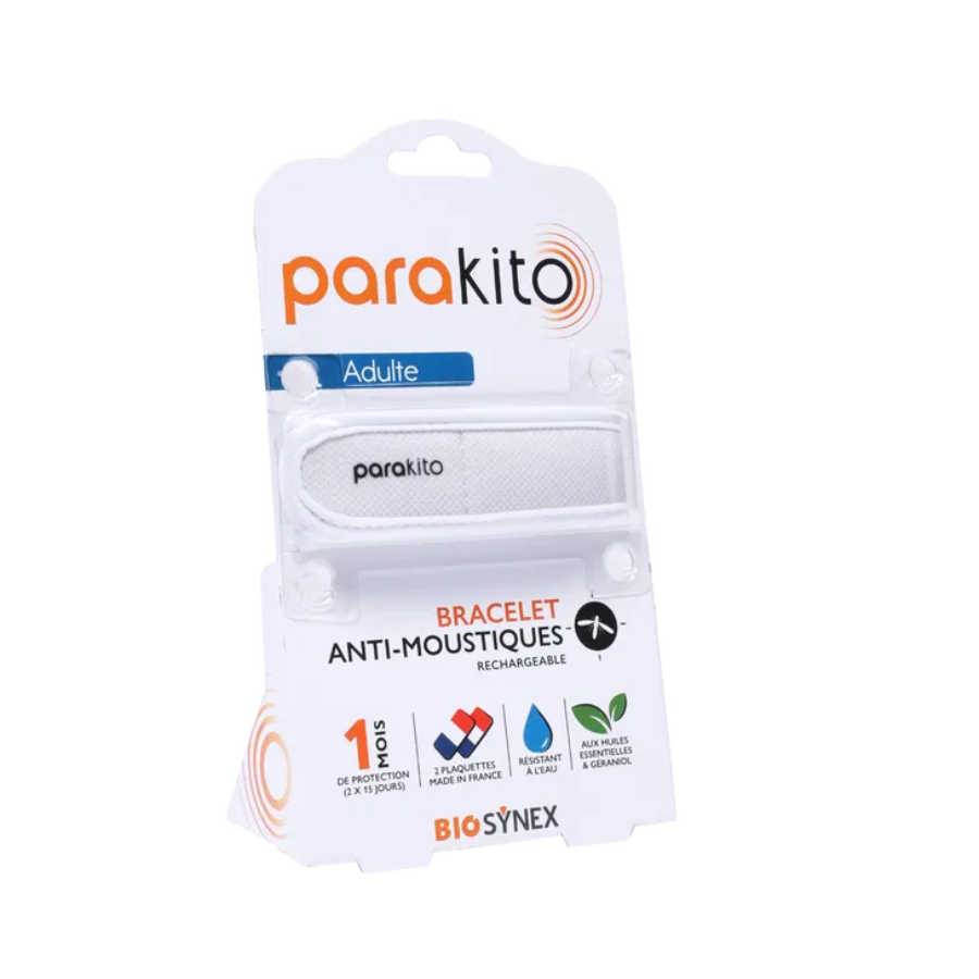 Parakito Bracelet Anti-Moustiques Rechargeable Adulte - Blanc - Pharmacie Agnès Praden à Alès
