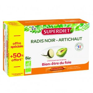 Super Diet Radis Noir Artichaut Bio - 30 Ampoules+10 Offertes - Pharmacie Agnès Praden à Alès